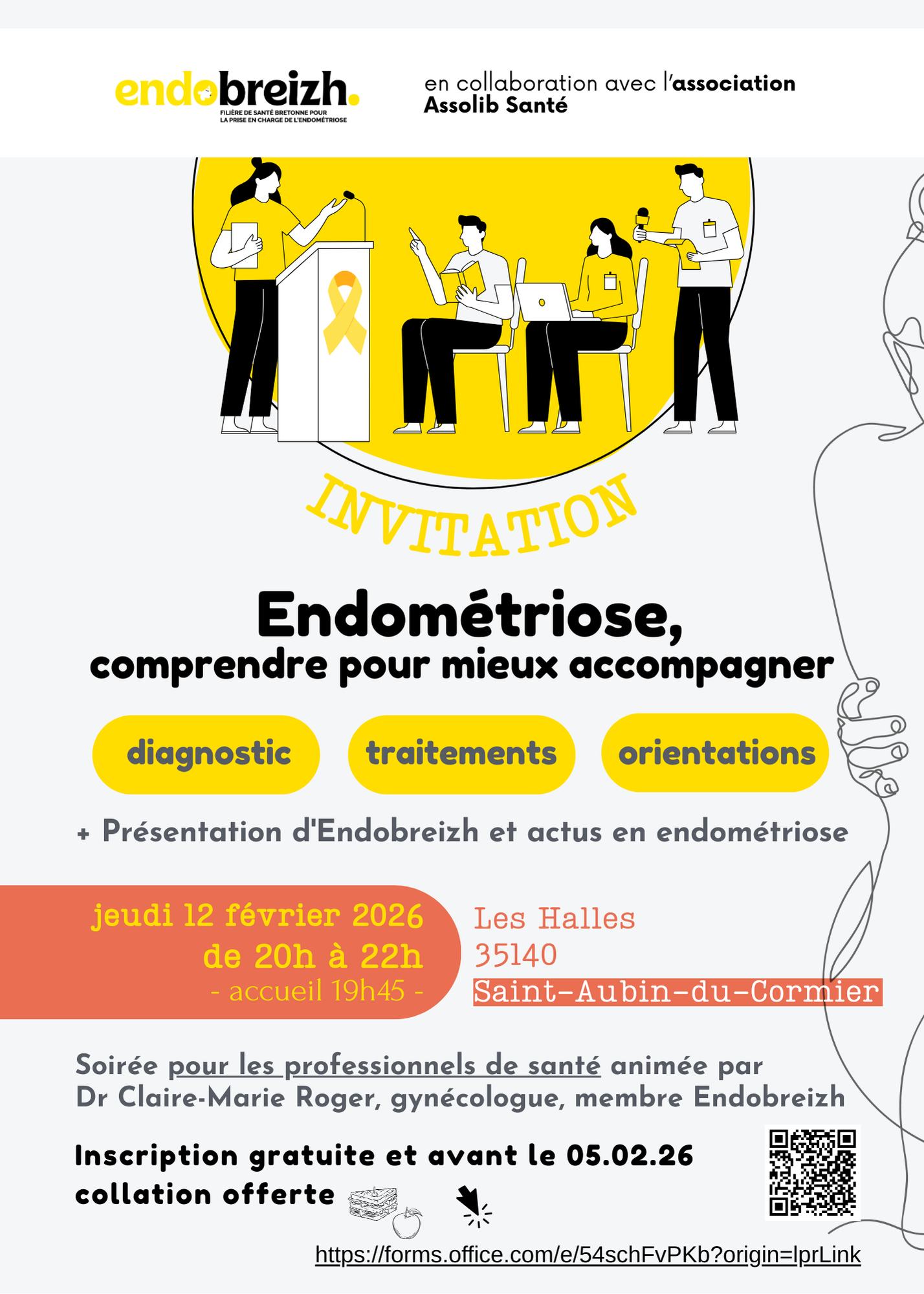 Invitation Soirée Sensibilisation Assolib Santé Saint Aubin Du Cormier (35)